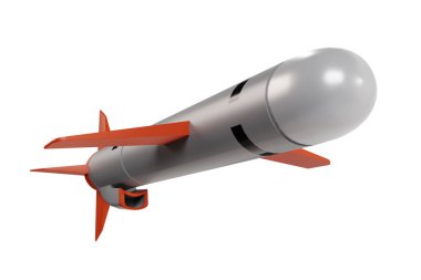 Tomahawk cruise füzesi beyaz arka planda izole edildi. 3d oluşturma