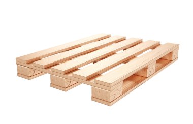 Tahta palet beyaz arka planda izole edilmiş. 3d oluşturma