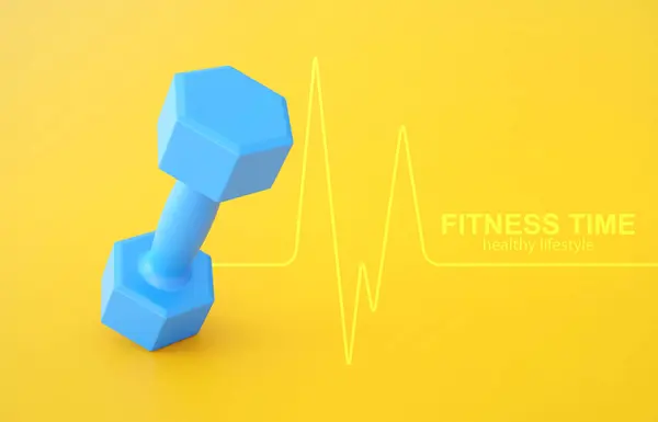 Fitness dumbbell on orange background. Fitness concept. 3d-rendering