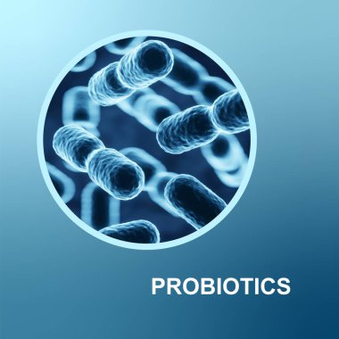 Organizma probiyotikleri. Bağışıklık sisteminde mikrobiyom. İnsan sağlığı geçmişi. 3d oluşturma