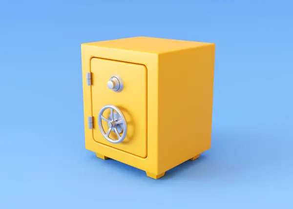 Safe box on blue background. Secure storage concept. 3d-rendering