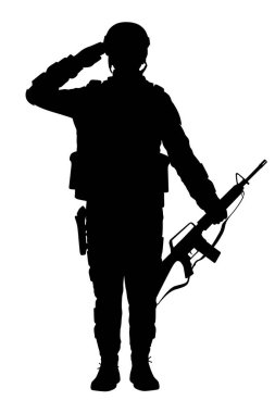 Beyaz arka planda izole edilmiş bir askerin silueti