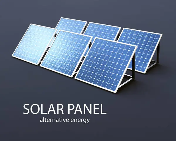 Solar Panel on black background. Alternative energy concept. 3d-rendering
