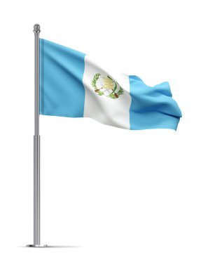 Guatemala bayrağı beyaz arka planda izole edilmiş. 3d oluşturma