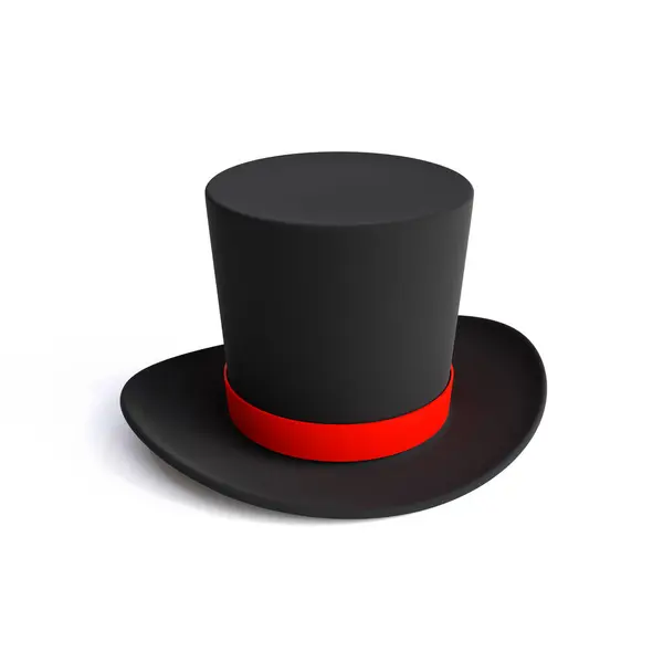 Black Top Hat Isolated White Background Rendering — Stock Photo, Image