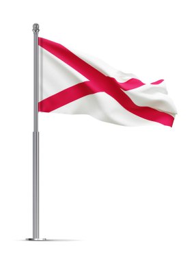 Alabama bayrağı beyaz arka planda izole edilmiş. 3d oluşturma