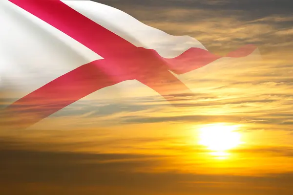 Флаг Штата Алабама Против Заката Рендеринг — стоковое фото