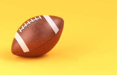 Amerikan futbolu sarı arka planda. 3d oluşturma