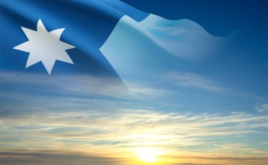 Günbatımına karşı Minnesota ABD bayrağı