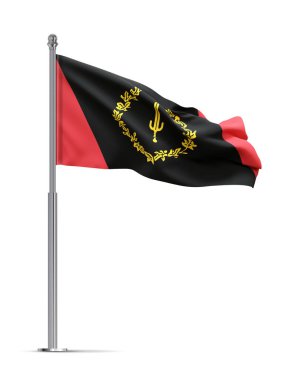 Beyaz arka planda izole edilmiş siyah Amerikan bayrağı. 3d oluşturma