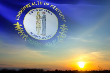 Kentucky bayrağı - ABD eyaleti - gün batımına karşı