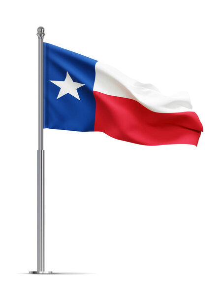 Flag of Texas - US state - isolated on white background. 3d-rendering