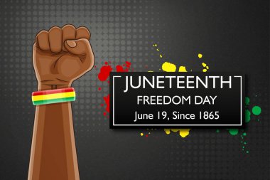 Haziran Özgürlük Günü posteri. 19 Haziran. Özgürlük sembolü olarak elini havaya kaldır. EPS10 vektörü