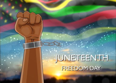 Haziran Özgürlük Günü posteri. 19 Haziran. Kırık zincirli eller