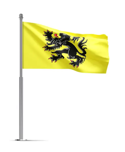 stock image Flag of Flanders isolated on white background. Belgian travel and patriot concept. 3d-rendering