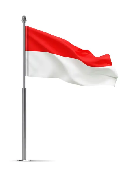 stock image Flag of Indonesia isolated on white background. 3d-rendering