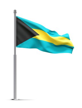 Bahamalar 'ın bayrağı beyaz arka planda izole edilmiş. 3d oluşturma