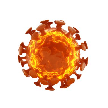 Virüs molekülü beyaz arkaplanda izole edilmiş. 3d oluşturma
