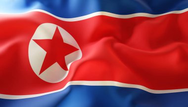 Flag of North Korea. Close-Up. 3d-rendering clipart