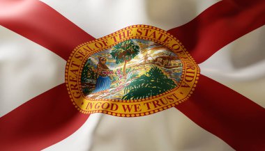 Flag of Florida. Close-Up. US state. 3d-rendering clipart