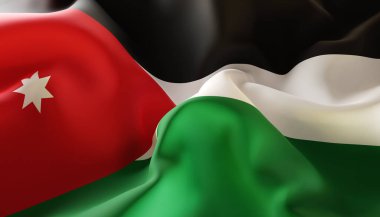 Ürdün bayrağı. Yakın plan. 3d oluşturma