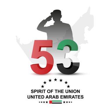 Birleşik Arap Emirlikleri Ulusal Günü 53. Ulusal Bayram için tebrik kartı, Anma Günü, 2 Aralık 2024. EPS10 vektörü