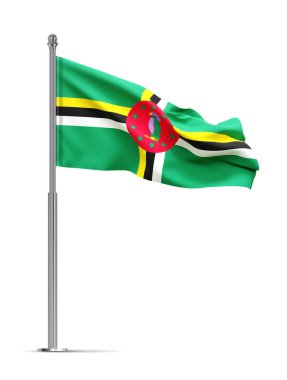 Dominica bayrağı beyaz arka planda izole edilmiş. 3d oluşturma