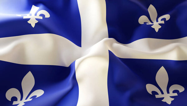The flag of Quebec. Close-Up. Province of Canada. 3d-rendering