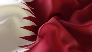 Katar bayrağı. Yakın plan. 3d oluşturma