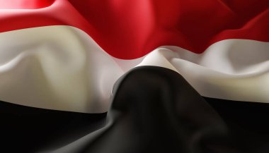 Yemen bayrağı. Yakın plan. 3d oluşturma