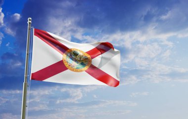 Flag of Florida against the sky. U.S. state flag clipart