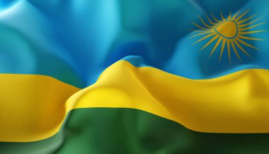 Ruanda bayrağı. Yakın plan. 3d oluşturma