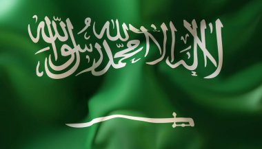 Flag of Saudi Arabia. Close-Up. 3d-rendering clipart