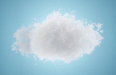 Mavi arka planda tüylü bulut. 3d oluşturma