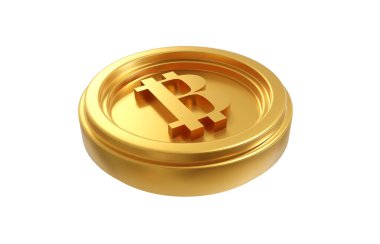 Beyaz arka planda izole edilmiş altın bitcoin. 3d oluşturma