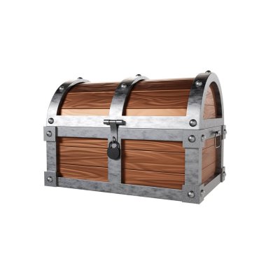 Kapalı eski sandık beyaz arka planda izole edilmiş. 3d oluşturma