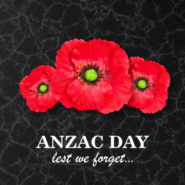 Siyah mermer arka planda haşhaş çiçeği. Anzak Günü için haşhaş çiçeği