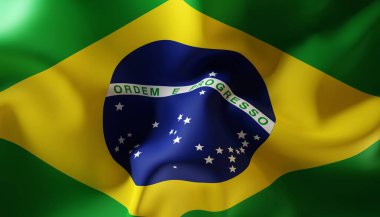 Brezilya bayrağı. Yakın plan. 3d oluşturma