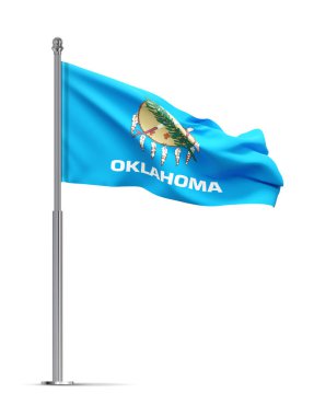 Oklahoma bayrağı beyaz arka planda izole edilmiş. ABD Eyaleti. 3d oluşturma