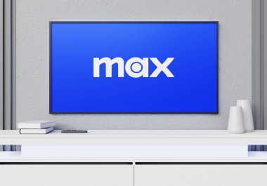 TV ekranında Max ya da HBO Max logosu görünüyor. Astana, Kazakistan - Nisan 2025