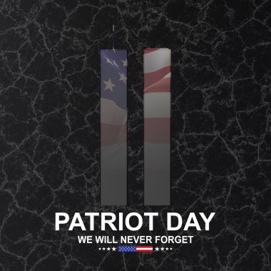09.11.2001 Amerikan Vatanseverlik Günü afişi. 3d oluşturma