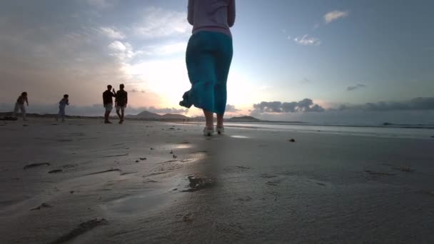 Захід Сонця Пляжі Фамара Гори Фамара Калета Фамара Острів Лансароте — стокове відео
