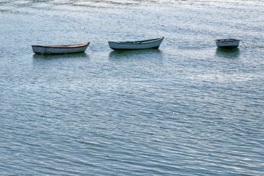 Golfo de Ancud 'daki balıkçı tekneleri - Şili' nin Göl Bölgesi 'ndeki Castro Körfezi, Chilo Adası. 16 Şubat 2014 - Castro, Şili, Güney Amerika