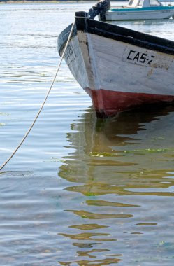 Golfo de Ancud 'daki balıkçı tekneleri - Şili' nin Göl Bölgesi 'ndeki Castro Körfezi, Chilo Adası. 16 Şubat 2014 - Castro, Şili, Güney Amerika