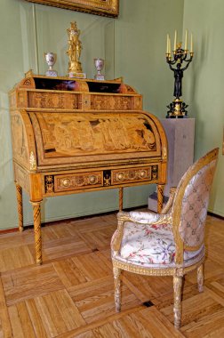 Rusya Çarları 'nın yazlık evi Catherine Palace' ın Barok altın iç mimarisi Tsarskoye Selo (Puşkin), St. Petersburg, Rusya. 24 Haziran 2011