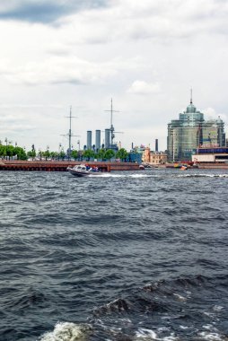 Doğrusal kruvazör Aurora, Ekim devriminin sembolü, Saint Petersburg, Rusya. 24 Haziran 2011