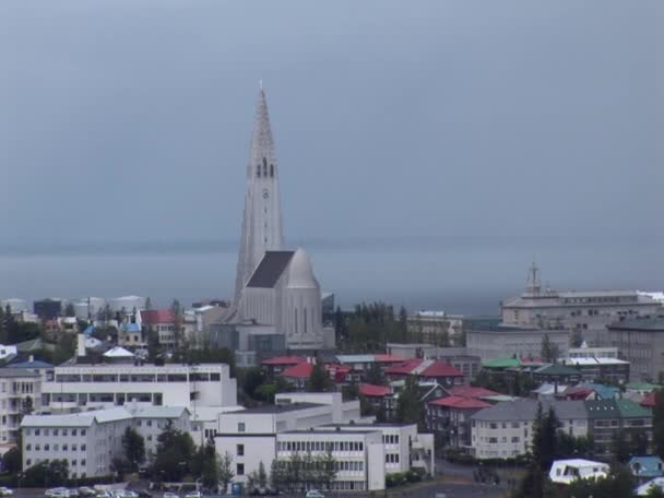 Reykjavik Island Sommaren Ett Framträdande Landmärke Den Isländska Huvudstaden 2012 — Stockvideo