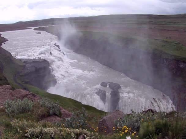 Islandia Golden Circle Gullfoss Golden Falls Europe Travel Destination 2012 — Stok Video