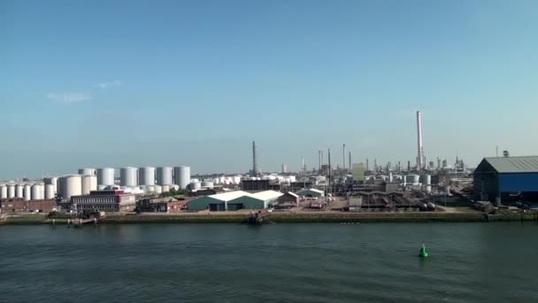 Нідерланди Роттердам Човен Бризкає Воду Ньєве Вотервег Новий Водний Шлях — стокове відео
