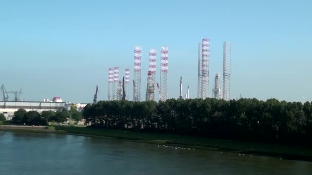 Nederländerna Rotterdam Bogserbåt Stänk Vatten Nieuwe Waterweg New Waterway Rotterdam — Stockvideo